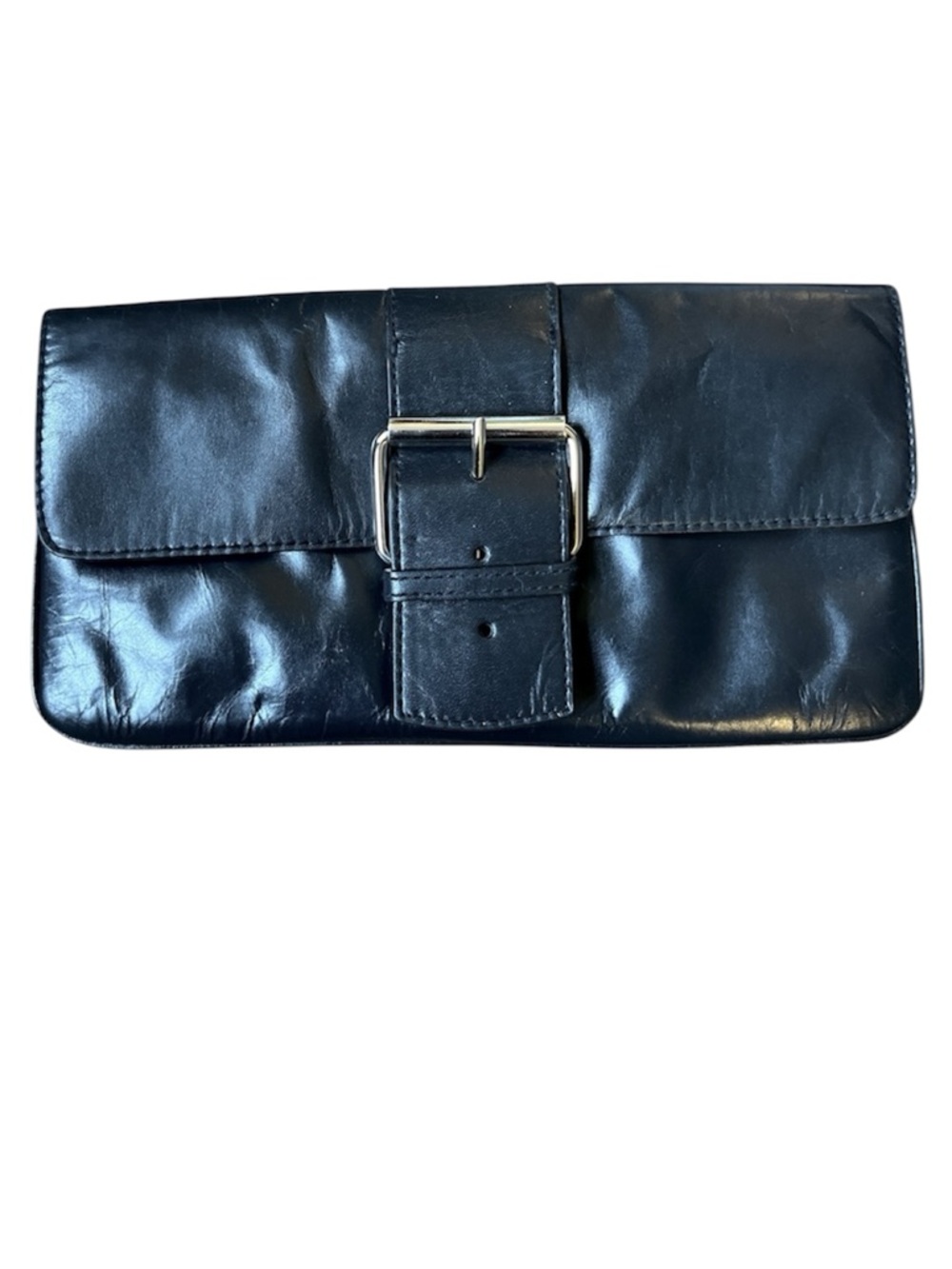 Gianni Bernini convertible wristlet & shoulder bag black smooth leather